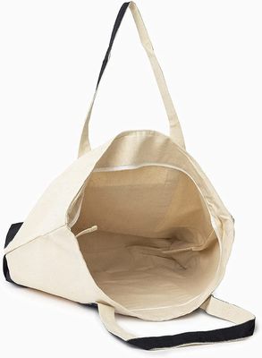 Túi tote có khóa kéo bằng vải cực lớn có khóa kéo Top 100% cotton hữu cơ 22 inch