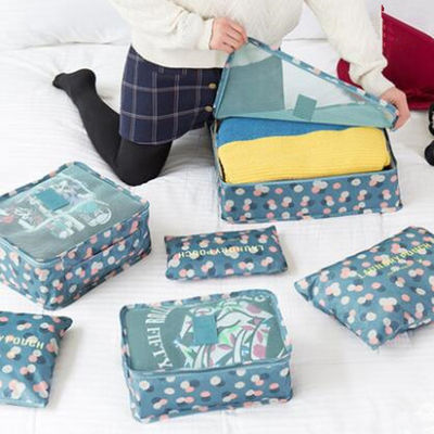 Chất lượng  6 Pieces Polyester Travel Bag Set Clothing Shoes Cosmetic Luggage Organizer Set nhà máy