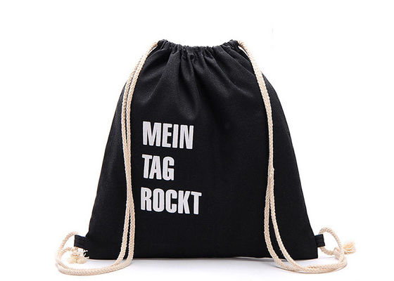 Chất lượng  Custom Logo Canvas Drawstring Bags Black Canvas Cinch Backpack For Men nhà máy