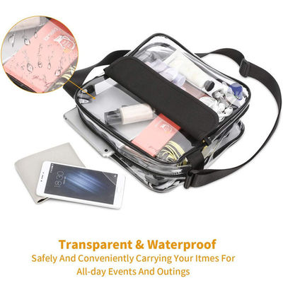 Logo tùy chỉnh Clear Crossbody Purse Bag Bản vá lỗi có sẵn Sân vận động Phòng tập thể dục được phê duyệt Túi tote đeo vai rõ ràng