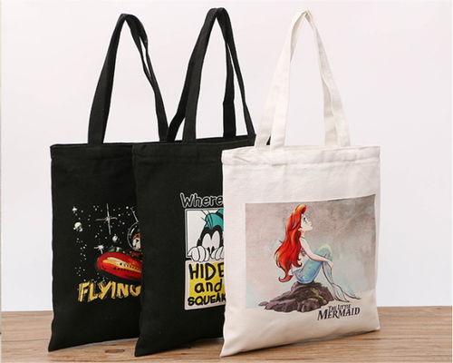 Túi mua sắm bằng vải canvas có thể tái sử dụng chất lượng cao Túi tote nữ có khóa kéo Túi xách cotton thời trang Túi đi học cho trẻ em