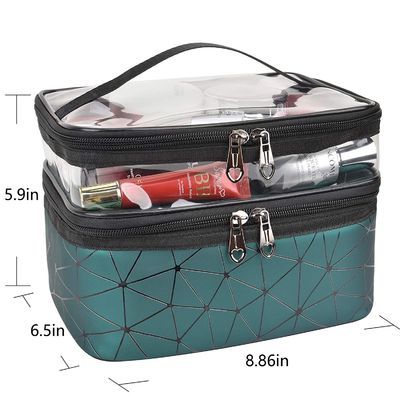 Bán túi đựng mỹ phẩm 2 lớp khóa kéo đôi
