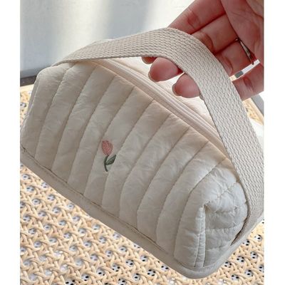 Túi đựng đồ trang điểm cotton mềm dung tích lớn Túi đựng mỹ phẩm du lịch chần bông sang trọng