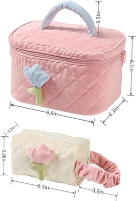 Bộ Túi Trang Điểm Vải Nhung Mềm Mại Túi Trang Điểm Túi Sắp Xếp Lớn Túi Trang Điểm Dễ Thương Chống Sốc Thích Hợp Cho La