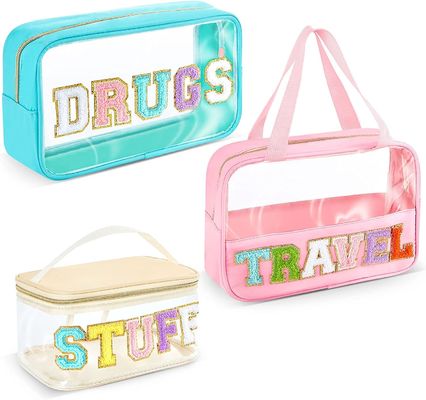 Túi đựng đồ trang điểm trong suốt Túi đựng đồ trang điểm Túi vá trong suốt PVC Chống thấm nước Di động Long lanh Túi đựng mỹ phẩm Túi vệ sinh du lịch