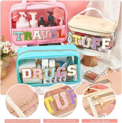 Túi đựng đồ trang điểm trong suốt Túi đựng đồ trang điểm Túi vá trong suốt PVC Chống thấm nước Di động Long lanh Túi đựng mỹ phẩm Túi vệ sinh du lịch