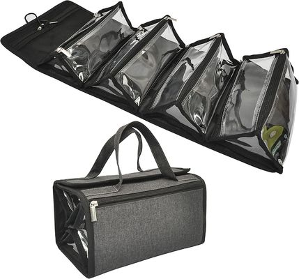 Công Suất Lớn Treo Polyester Thân Thiện Với Môi Trường Túi Vệ Sinh Du Lịch Túi Trang Điểm 4 Trong 1 Loại Cuộn Tổ Chức Trang Điểm