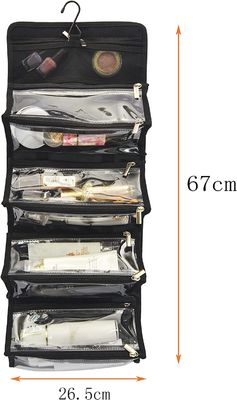Công Suất Lớn Treo Polyester Thân Thiện Với Môi Trường Túi Vệ Sinh Du Lịch Túi Trang Điểm 4 Trong 1 Loại Cuộn Tổ Chức Trang Điểm