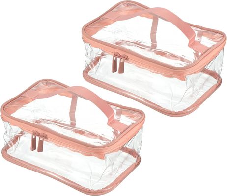 Túi đựng đồ vệ sinh cá nhân trong suốt Túi đựng đồ trang điểm PVC Túi đựng mỹ phẩm có dây kéo tay cầm chống thấm nước cho du lịch