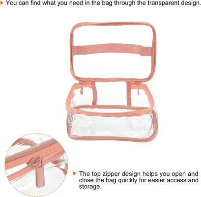 Túi đựng đồ vệ sinh cá nhân trong suốt Túi đựng đồ trang điểm PVC Túi đựng mỹ phẩm có dây kéo tay cầm chống thấm nước cho du lịch