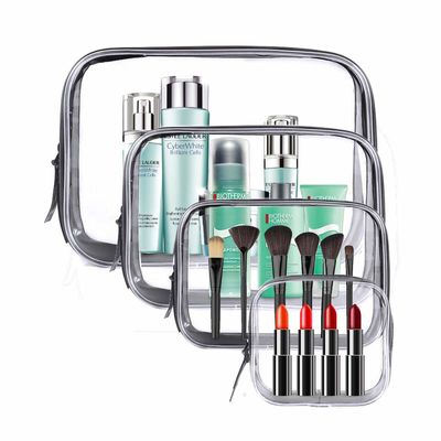 Túi Đựng Mỹ Phẩm Trong Suốt, 4 Túi Đựng Đồ Vệ Sinh Có Khóa Kéo Bằng Nhựa PVC Chống Thấm Nước, Túi Trang Điểm Di Động, Bộ Túi Sắp Xếp