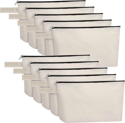 Túi đựng đồ trang điểm bằng vải cotton có đáy, túi đựng mỹ phẩm đa năng có khóa kéo