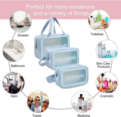 Túi đựng đồ vệ sinh trong suốt 3 chiếc Túi đựng mỹ phẩm trang điểm trong suốt Túi đựng đồ vệ sinh du lịch cho nữ