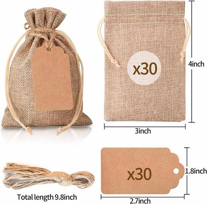 3 &quot;x 4&quot; Túi Có Dây Rút, Túi Vải Lanh Hessian Cưới, Túi Trang Sức Túi Vải Bố