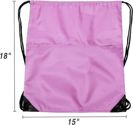 210D Nylon Có Thể Gập Lại Thể Thao Tập Gym Dây Rút Túi Gói Túi W Dây Kéo Bên Túi Cho Nam Nữ Màu Hồng