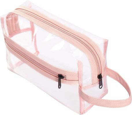 Túi đựng đồ vệ sinh trong suốt màu hồng cho nữ, Túi đựng đồ trang điểm mỹ phẩm chống nước du lịch để đựng dầu gội, phụ kiện đồ vệ sinh cá nhân