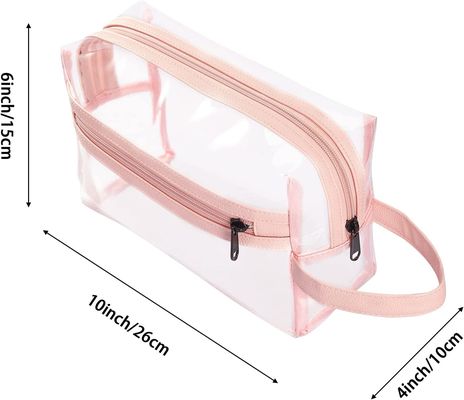 Túi đựng đồ vệ sinh trong suốt màu hồng cho nữ, Túi đựng đồ trang điểm mỹ phẩm chống nước du lịch để đựng dầu gội, phụ kiện đồ vệ sinh cá nhân