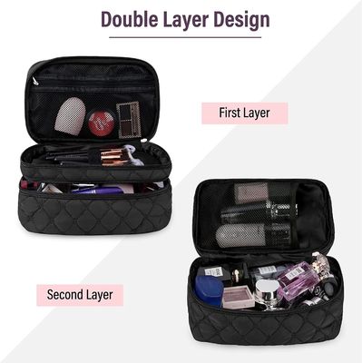 Trang Điểm Di Động Túi Đựng Mỹ Phẩm Du Lịch Có Tay Cầm Lớn 2 Lớp Túi Vệ Sinh 2 Túi Trang Điểm Chống Thấm Nước Cho Nữ