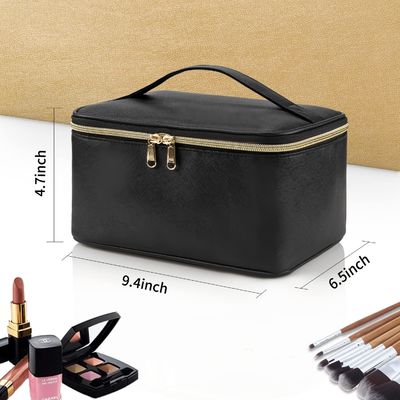 Túi đựng đồ trang điểm, Túi đựng mỹ phẩm cầm tay, Hộp đựng đồ trang điểm du lịch dung tích lớn, Túi đựng đồ trang điểm màu đen cho phụ nữ Túi vệ sinh
