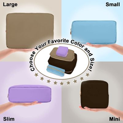 Túi trang điểm mini bằng nylon cho ví, Túi trang điểm nhỏ dễ thương Preppy Túi đựng mỹ phẩm có khóa kéo, Túi đựng tiền xu du lịch không thấm nước