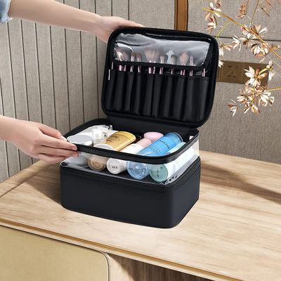 Lager công suất màu đen túi trang điểm không thấm nước túi mỹ phẩm cho du lịch