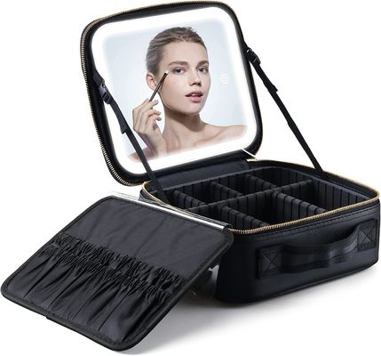 Hộp Đựng Trang Điểm Du Lịch Có Gương Có Đèn Cài Đặt 3 Màu, Quà Tặng Ngày Của Mẹ, Hộp Đựng Trang Điểm Mỹ Phẩm Tàu Hỏa Có Thể Điều Chỉnh