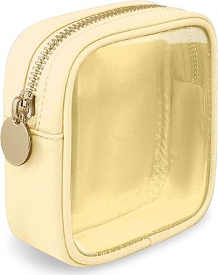 Trọng lượng nhẹ và không thấm nước Túi trang điểm nhỏ dễ thương Preppy Cosmetic Zipper Pouch Ví, Trong suốt
