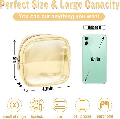 Trọng lượng nhẹ và không thấm nước Túi trang điểm nhỏ dễ thương Preppy Cosmetic Zipper Pouch Ví, Trong suốt