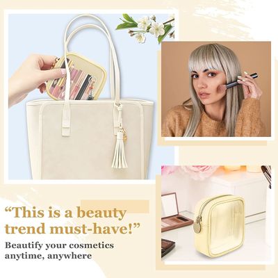 Trọng lượng nhẹ và không thấm nước Túi trang điểm nhỏ dễ thương Preppy Cosmetic Zipper Pouch Ví, Trong suốt