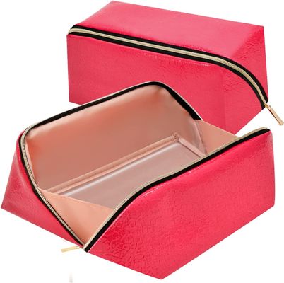 Túi đựng đồ trang điểm vệ sinh trơn tru lớn không thấm nước mở phẳng để dễ dàng truy cập