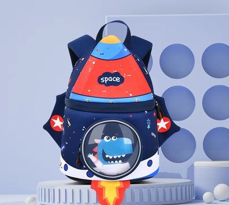 ba lô trẻ em hình tên lửa SBR 3D Túi giáo dục Neoprene mềm túi mẫu giáo nhẹ ba lô bé gái