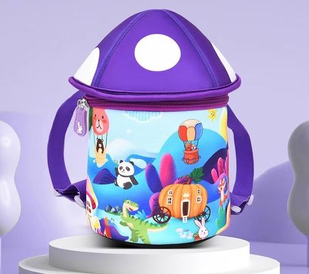 hình nấm 3D túi giáo dục Neoprene ba lô trẻ em SBR mềm túi mẫu giáo nhẹ ba lô bé gái