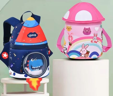 hình nấm 3D túi giáo dục Neoprene ba lô trẻ em SBR mềm túi mẫu giáo nhẹ ba lô bé gái
