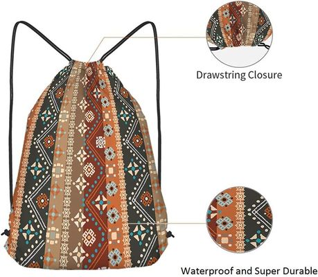 Ba lô Túi dây rút hoa Boho Phong cách Bohemian Nghệ thuật bộ lạc Batik Hoa văn liền mạch