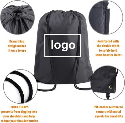 Túi ba lô dây rút màu đen dành cho phòng tập thể dục Số lượng lớn Túi đeo chéo thể thao cỡ lớn