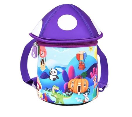 Túi giáo dục Neoprene hình nấm 3D Ba lô trẻ em SBR Túi mẫu giáo mềm