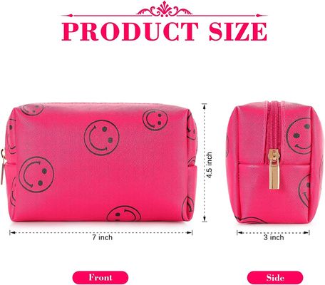 Túi đựng đồ trang điểm Preppy bằng da Pu Hộp đựng mỹ phẩm không thấm nước Mặt cười di động dễ thương