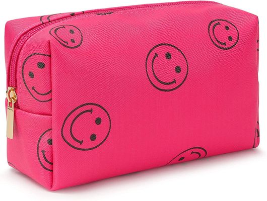 Túi đựng đồ trang điểm Preppy bằng da Pu Hộp đựng mỹ phẩm không thấm nước Mặt cười di động dễ thương