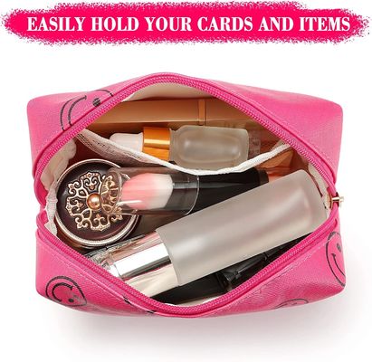 Túi đựng đồ trang điểm Preppy bằng da Pu Hộp đựng mỹ phẩm không thấm nước Mặt cười di động dễ thương