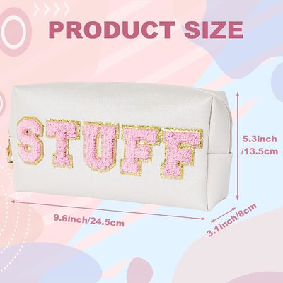 Túi đựng đồ trang điểm có khóa kéo Clover Chenille Letter Túi tổ chức du lịch chống thấm nước Valentines