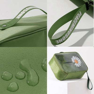 Túi trang điểm du lịch chống nước PVC trong suốt Daisy Mỹ phẩm màu xanh lá cây dành cho nữ