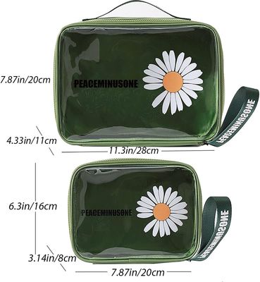 Túi trang điểm du lịch chống nước PVC trong suốt Daisy Mỹ phẩm màu xanh lá cây dành cho nữ