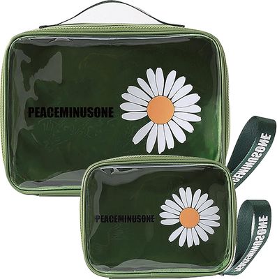 Túi trang điểm du lịch chống nước PVC trong suốt Daisy Mỹ phẩm màu xanh lá cây dành cho nữ