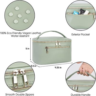 Hộp đựng cọ mỹ phẩm tổ chức trang điểm du lịch xanh cho nữ bằng da Eco Vegan