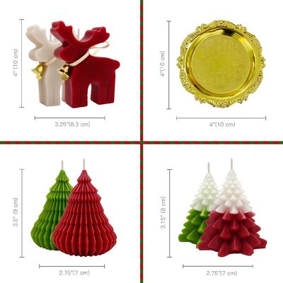 Giáng sinh nến thơm Set quà Elk &amp; cây Giáng sinh hình làm bằng tay Sốt đậu nành Xmas hương liệu nến