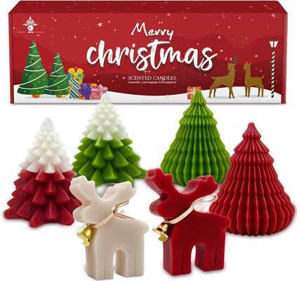 Giáng sinh nến thơm Set quà Elk & cây Giáng sinh hình làm bằng tay Sốt đậu nành Xmas hương liệu nến